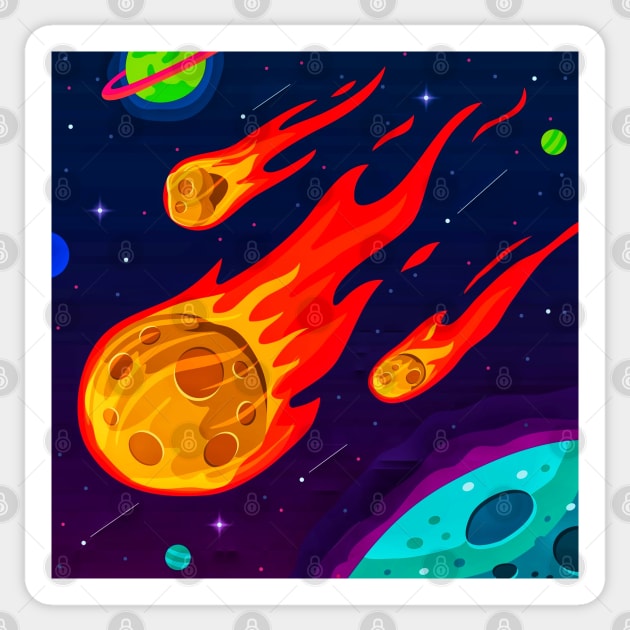 Fiery Meteorite in The Space Sticker by TheSkullArmy